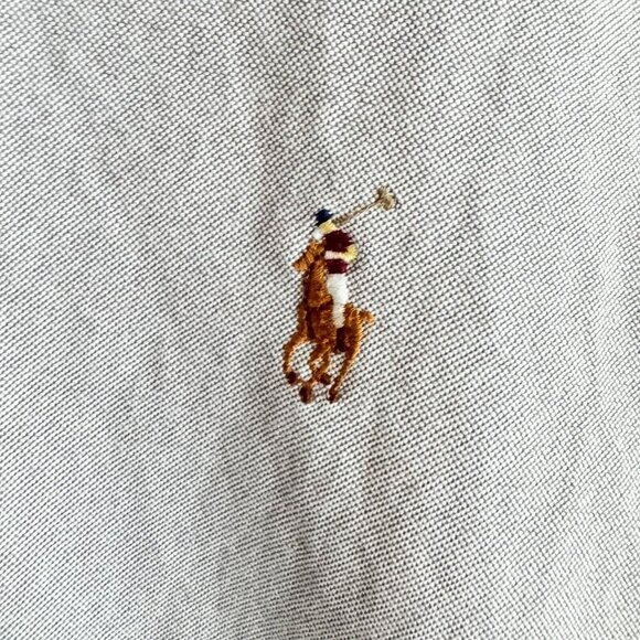 Vintage Ralph Lauren Grey Pony Logo Long Sleeve shirt M - Picture 4 of 8